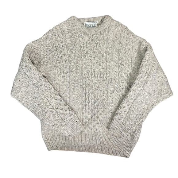 Aran Sweater Market Women's XXL Irish Cable Knit Wool Beige Sweater Pullover EUC - Picture 1 of 5
